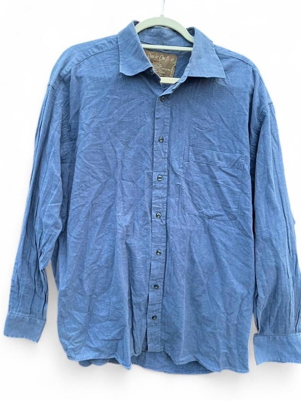 Vintage Men's Classic Blue Button-Up Shirt by Rustic Outfitters